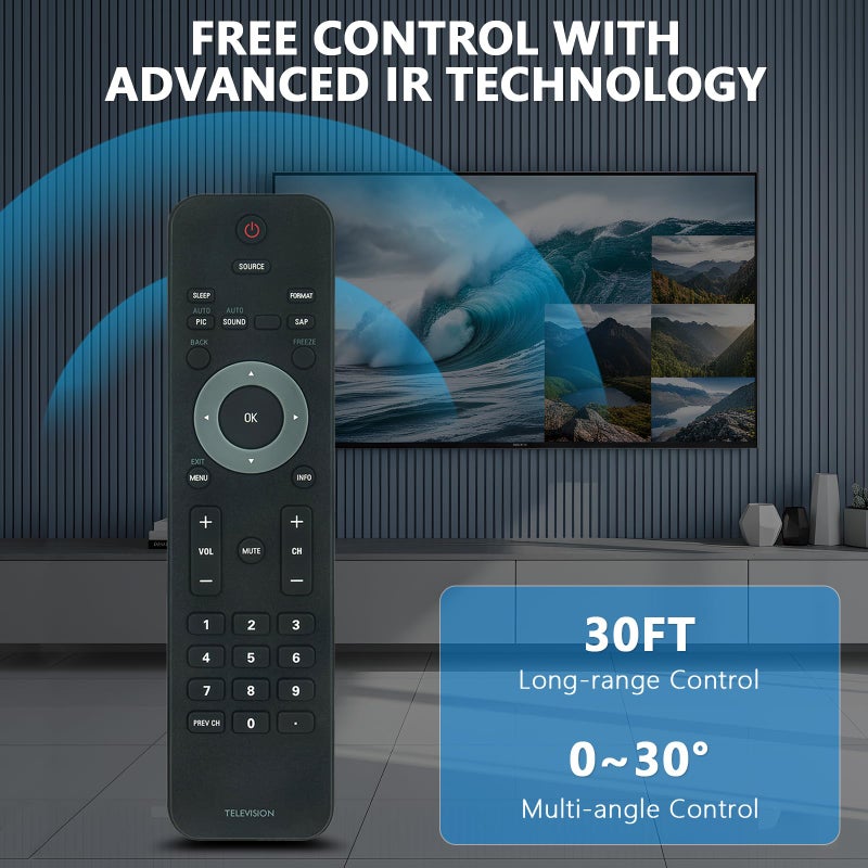 Beyution New TV Remote for Philips TV 32PFL3504D/F7 19PFL3504D 32PFL3514D 22PFL3504 32PFL3504D/F7 19PFL3504D/F7 42PFL3704D/F7 22PFL3504D/F7 32PFL3514D/F7 42PFL7603 42PFL7603D/27 47PFL7603 42PFL7603 - Image 2
